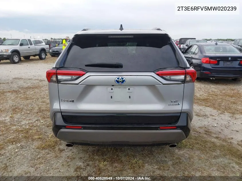 2021 Toyota Rav4 Hybrid Xse VIN: 2T3E6RFV5MW020239 Lot: 40528549