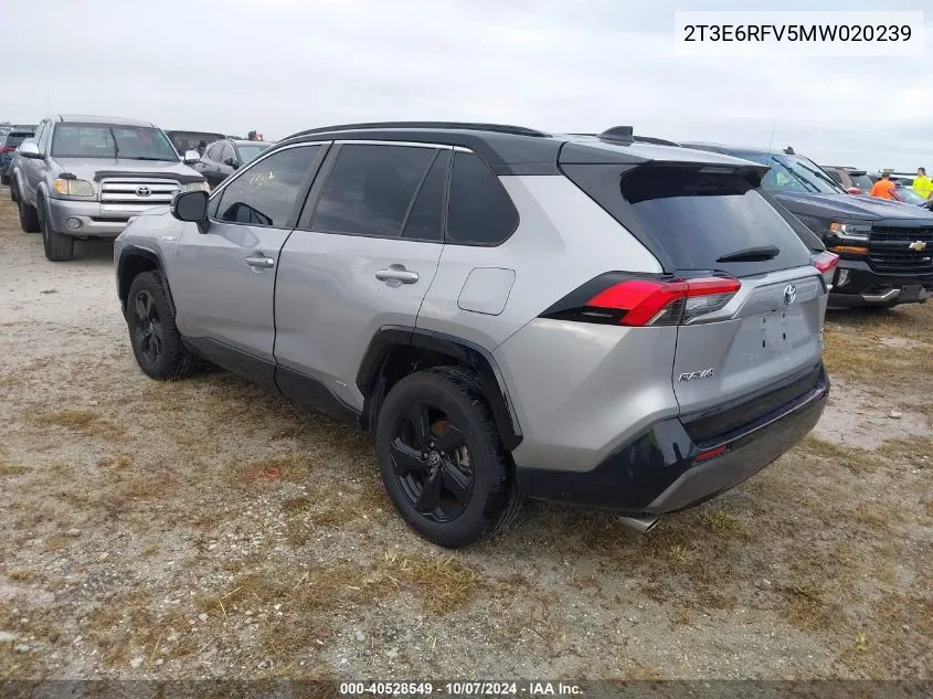 2021 Toyota Rav4 Hybrid Xse VIN: 2T3E6RFV5MW020239 Lot: 40528549