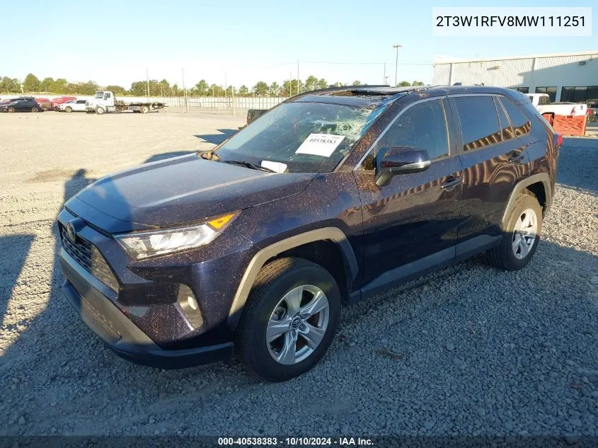 2021 Toyota Rav4 Xle VIN: 2T3W1RFV8MW111251 Lot: 40538383