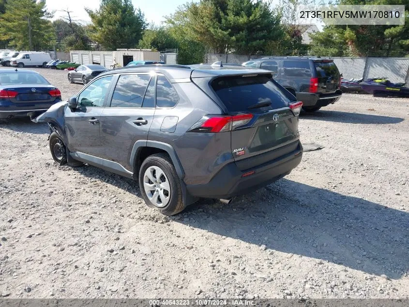 2021 Toyota Rav4 Le VIN: 2T3F1RFV5MW170810 Lot: 40543223