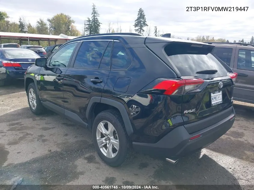 2021 Toyota Rav4 Xle VIN: 2T3P1RFV0MW219447 Lot: 40561745