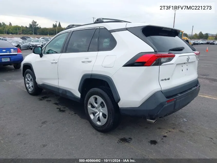 2021 Toyota Rav4 Le VIN: 2T3F1RFV7MC221273 Lot: 40566492