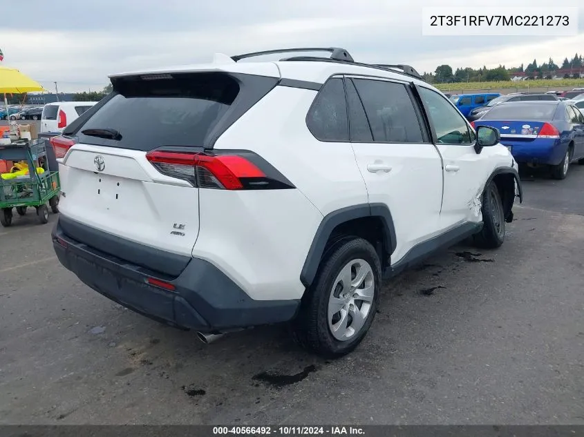 2021 Toyota Rav4 Le VIN: 2T3F1RFV7MC221273 Lot: 40566492