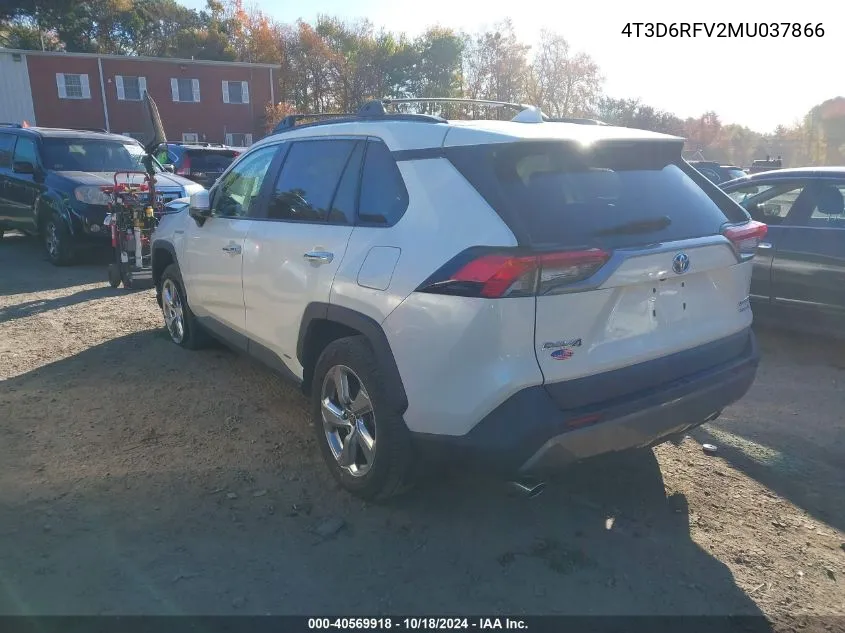 2021 Toyota Rav4 Hybrid Limited VIN: 4T3D6RFV2MU037866 Lot: 40569918