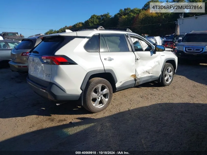 2021 Toyota Rav4 Hybrid Limited VIN: 4T3D6RFV2MU037866 Lot: 40569918