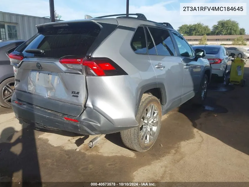 2021 Toyota Rav4 Xle Premium VIN: 2T3A1RFV4MC184645 Lot: 40573578