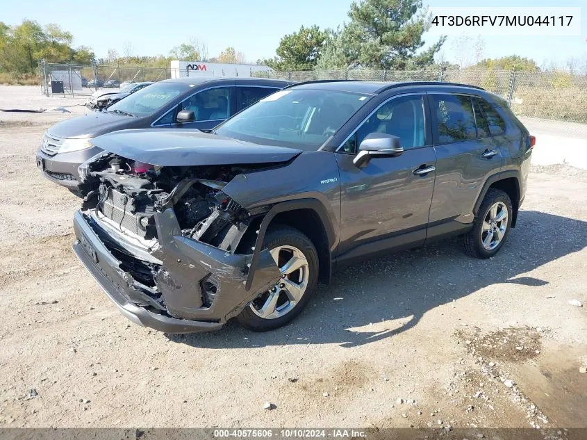 2021 Toyota Rav4 Hybrid Limited VIN: 4T3D6RFV7MU044117 Lot: 40575606