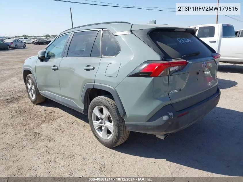 2021 Toyota Rav4 Xle VIN: 2T3P1RFV2MW179615 Lot: 40581214