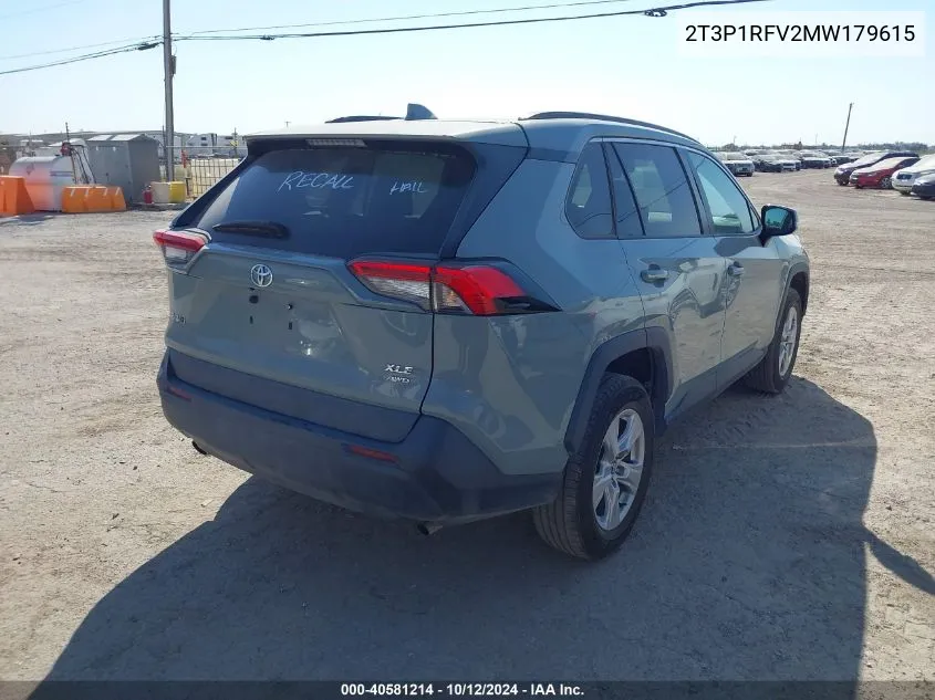 2021 Toyota Rav4 Xle VIN: 2T3P1RFV2MW179615 Lot: 40581214