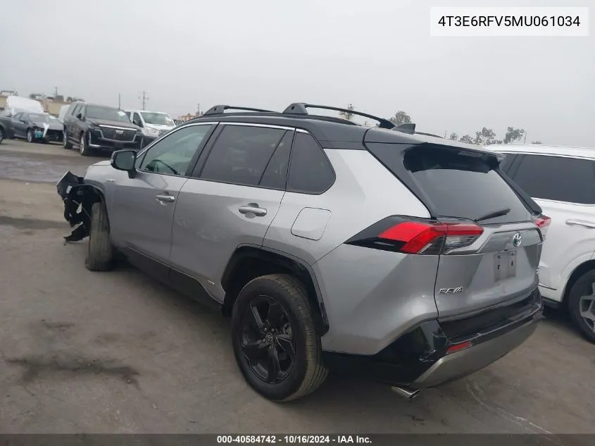 2021 Toyota Rav4 Hybrid Xse VIN: 4T3E6RFV5MU061034 Lot: 40584742