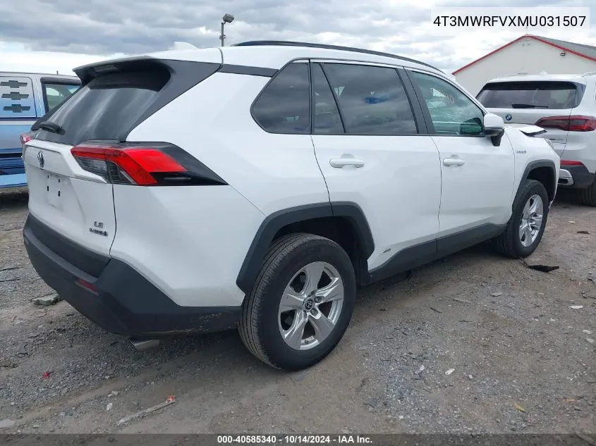 2021 Toyota Rav4 Hybrid Le VIN: 4T3MWRFVXMU031507 Lot: 40585340