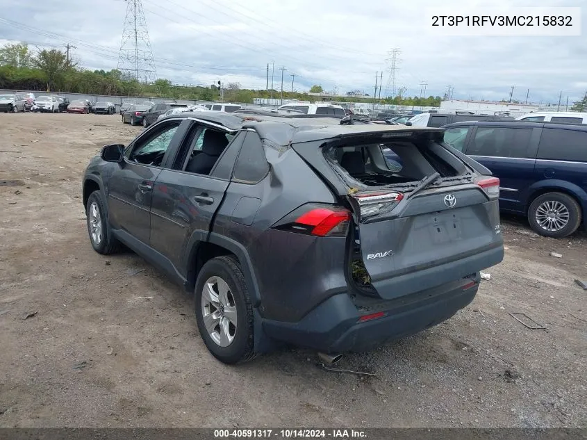 2021 Toyota Rav4 Xle VIN: 2T3P1RFV3MC215832 Lot: 40591317