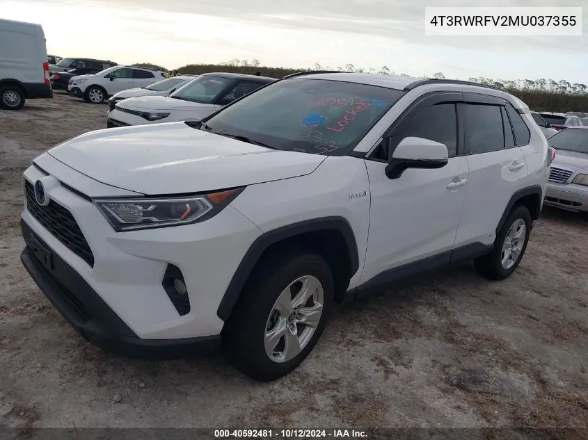 2021 Toyota Rav4 Hybrid Xle VIN: 4T3RWRFV2MU037355 Lot: 40592481