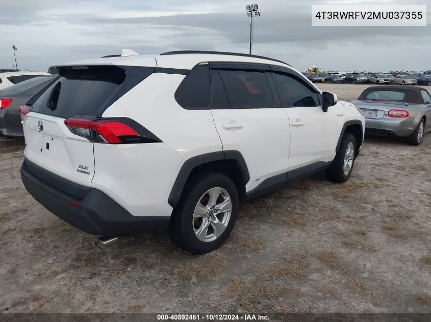 2021 Toyota Rav4 Hybrid Xle VIN: 4T3RWRFV2MU037355 Lot: 40592481