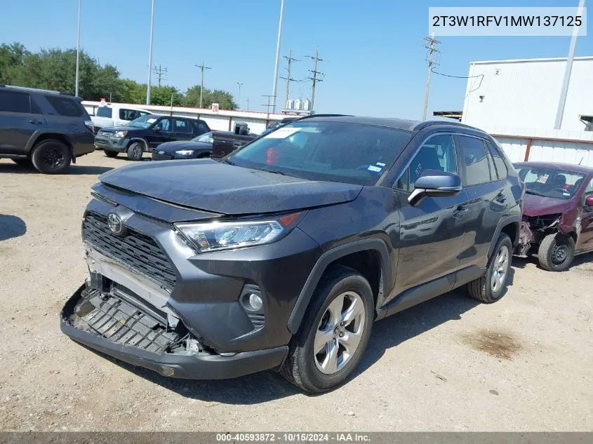 2021 Toyota Rav4 Xle VIN: 2T3W1RFV1MW137125 Lot: 40593872