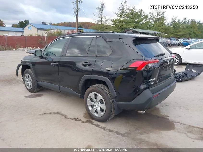 2021 Toyota Rav4 Le VIN: 2T3F1RFV6MC243250 Lot: 40605878