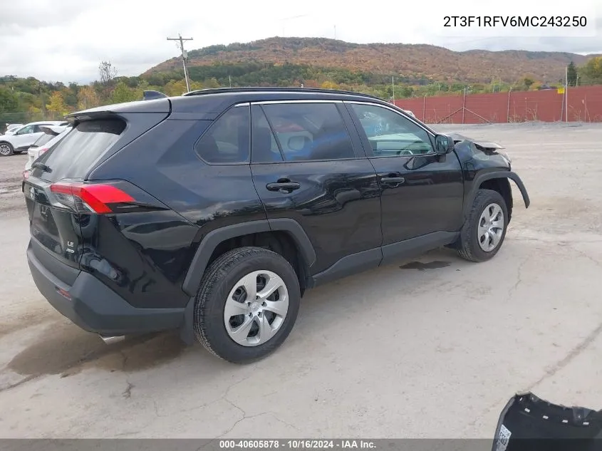 2021 Toyota Rav4 Le VIN: 2T3F1RFV6MC243250 Lot: 40605878