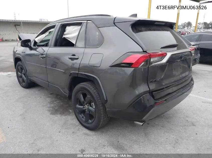 2021 Toyota Rav4 Hybrid Xse VIN: 4T3E6RFV3MU063526 Lot: 40608229