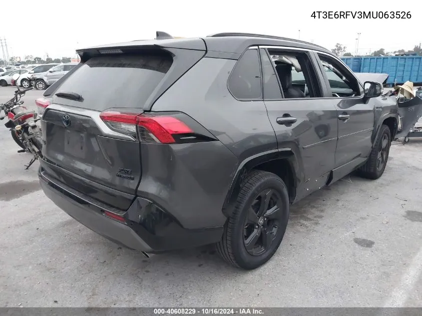 2021 Toyota Rav4 Hybrid Xse VIN: 4T3E6RFV3MU063526 Lot: 40608229