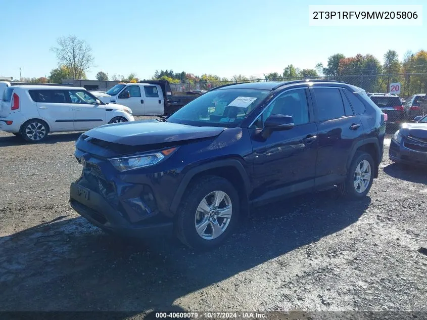 2021 Toyota Rav4 Xle/Xle Premium VIN: 2T3P1RFV9MW205806 Lot: 40609079