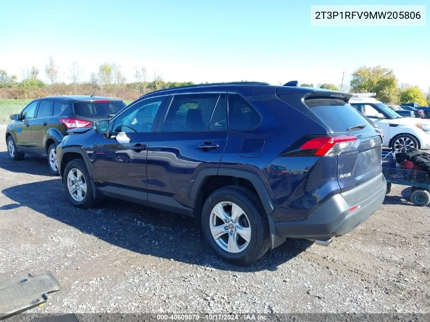 2021 Toyota Rav4 Xle/Xle Premium VIN: 2T3P1RFV9MW205806 Lot: 40609079