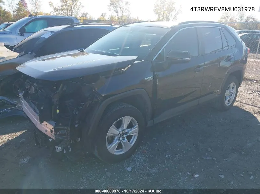 2021 Toyota Rav4 Hybrid Xle VIN: 4T3RWRFV8MU031978 Lot: 40609978