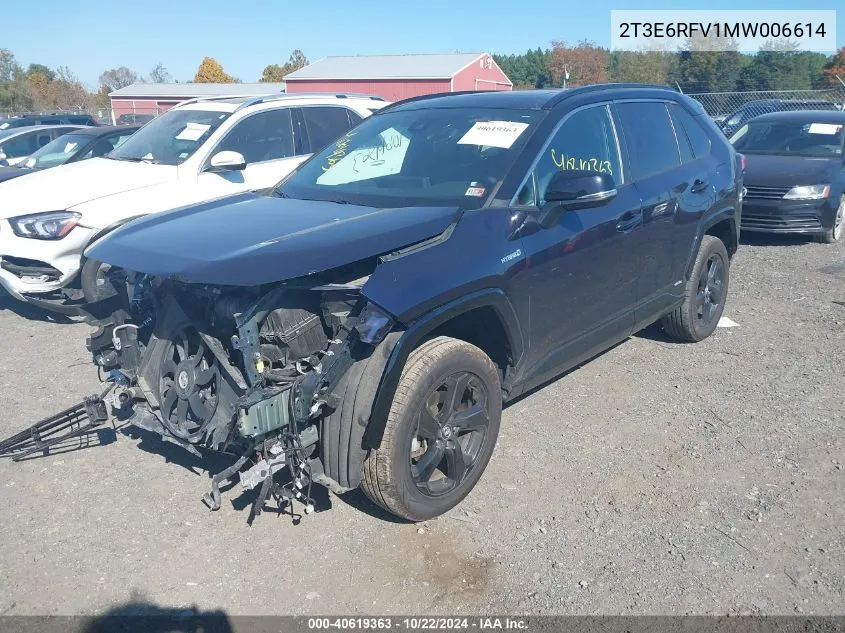 2021 Toyota Rav4 Hybrid Xse VIN: 2T3E6RFV1MW006614 Lot: 40619363