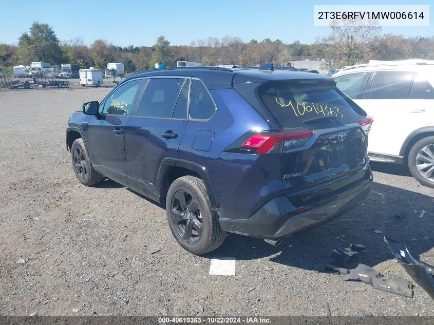 2021 Toyota Rav4 Hybrid Xse VIN: 2T3E6RFV1MW006614 Lot: 40619363