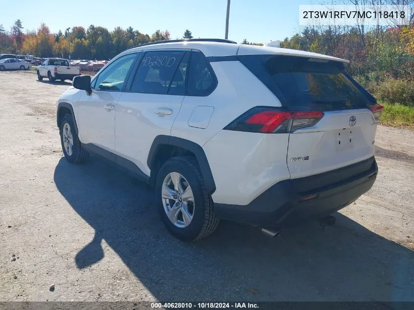 2021 Toyota Rav4 Xle VIN: 2T3W1RFV7MC118418 Lot: 40628010