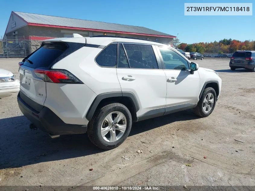 2021 Toyota Rav4 Xle VIN: 2T3W1RFV7MC118418 Lot: 40628010