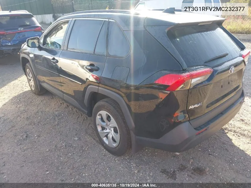 2021 Toyota Rav4 Le VIN: 2T3G1RFV2MC232377 Lot: 40635135