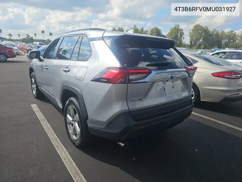 2021 Toyota Rav4 Hybrid Xle Premium VIN: 4T3B6RFV0MU031927 Lot: 40639061