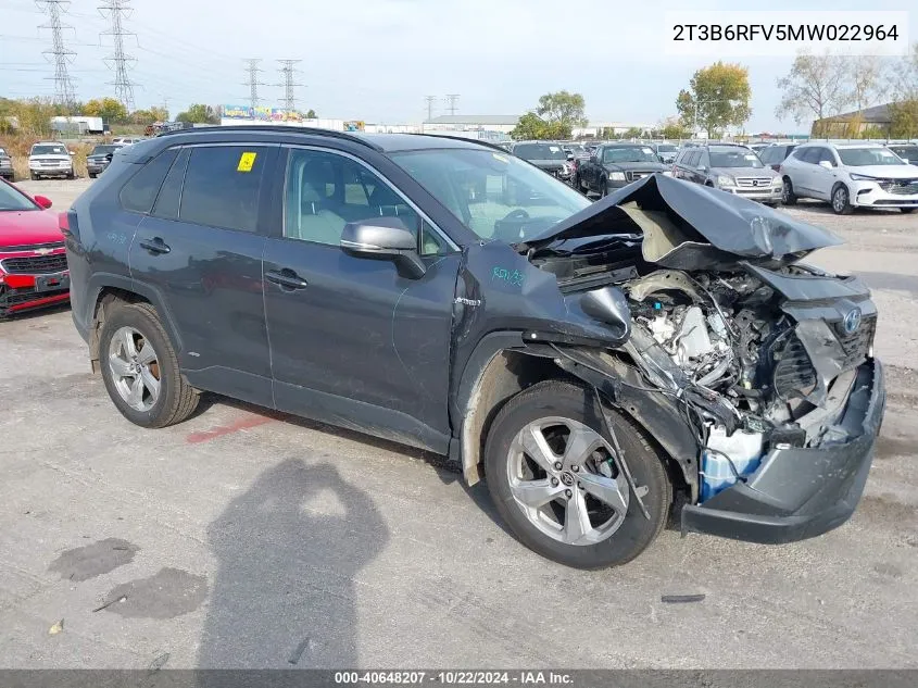 2021 Toyota Rav4 Hybrid Xle Premium VIN: 2T3B6RFV5MW022964 Lot: 40648207