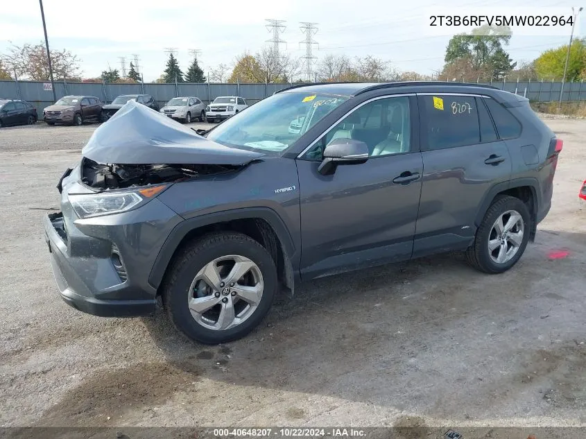 2021 Toyota Rav4 Hybrid Xle Premium VIN: 2T3B6RFV5MW022964 Lot: 40648207