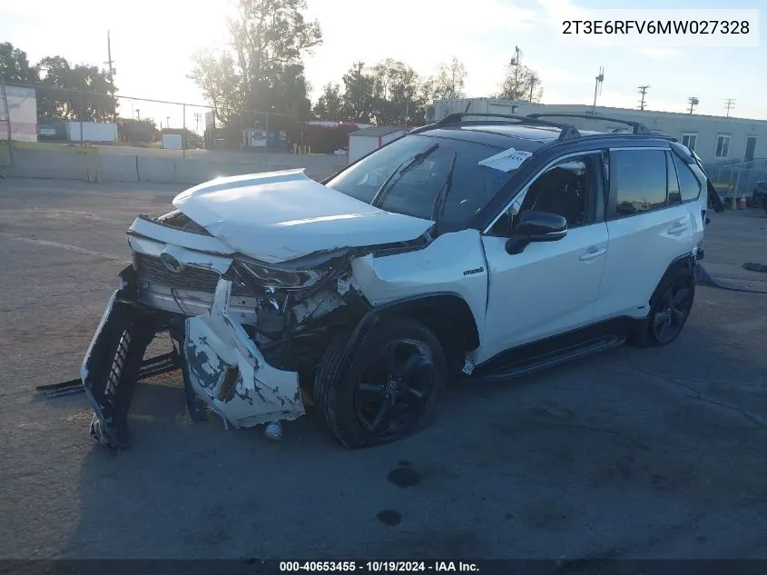 2021 Toyota Rav4 Xse VIN: 2T3E6RFV6MW027328 Lot: 40653455