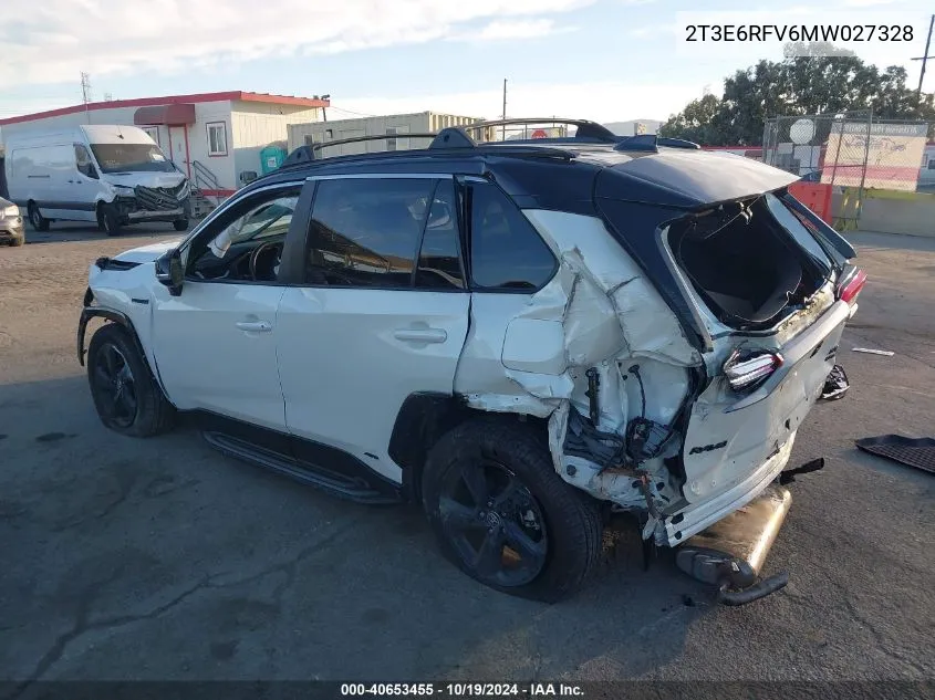 2021 Toyota Rav4 Xse VIN: 2T3E6RFV6MW027328 Lot: 40653455