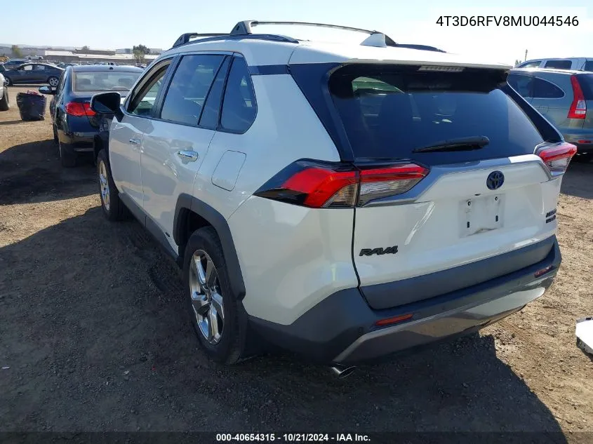 2021 Toyota Rav4 Hybrid Limited VIN: 4T3D6RFV8MU044546 Lot: 40654315