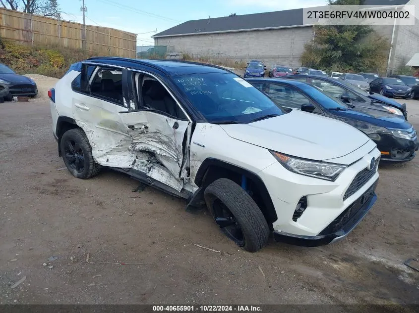 2021 Toyota Rav4 Hybrid Xse VIN: 2T3E6RFV4MW004002 Lot: 40655901