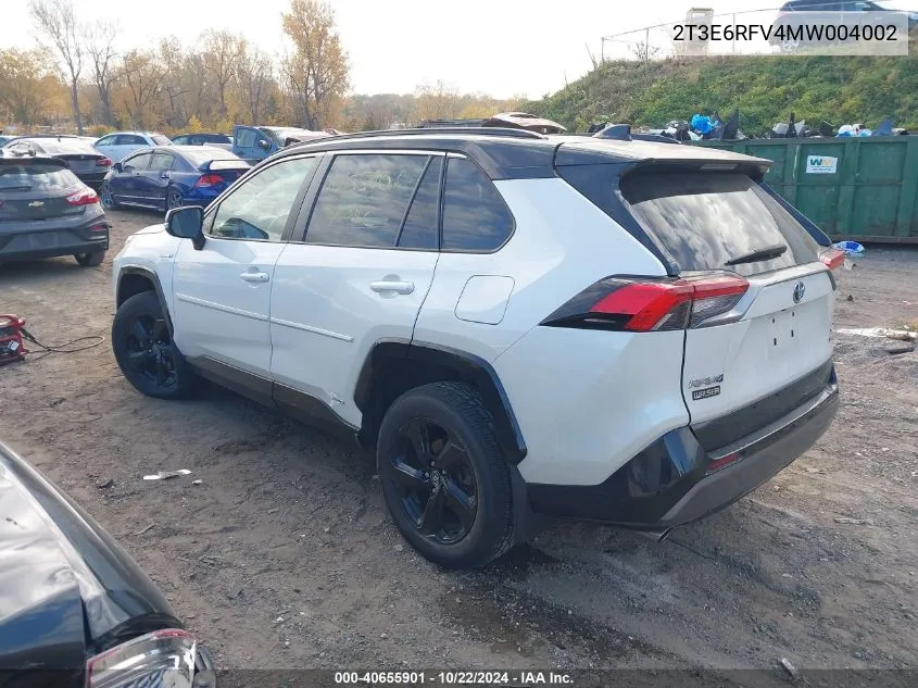 2021 Toyota Rav4 Hybrid Xse VIN: 2T3E6RFV4MW004002 Lot: 40655901