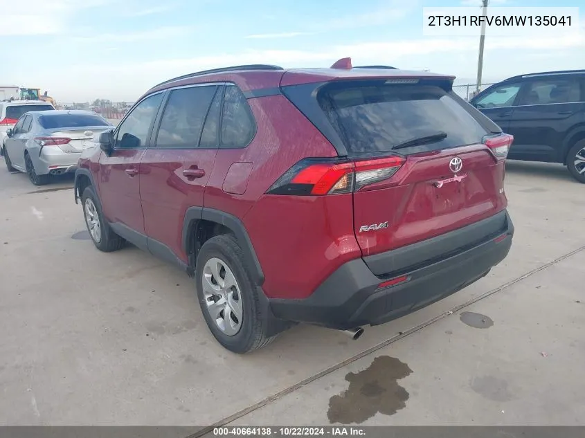 2021 Toyota Rav4 Le VIN: 2T3H1RFV6MW135041 Lot: 40664138