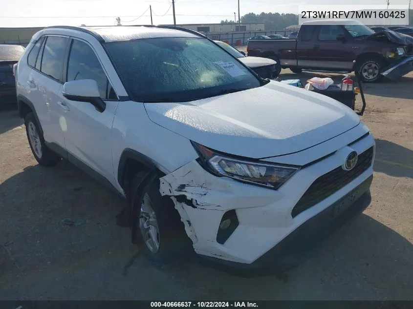 2021 Toyota Rav4 Xle VIN: 2T3W1RFV7MW160425 Lot: 40666637