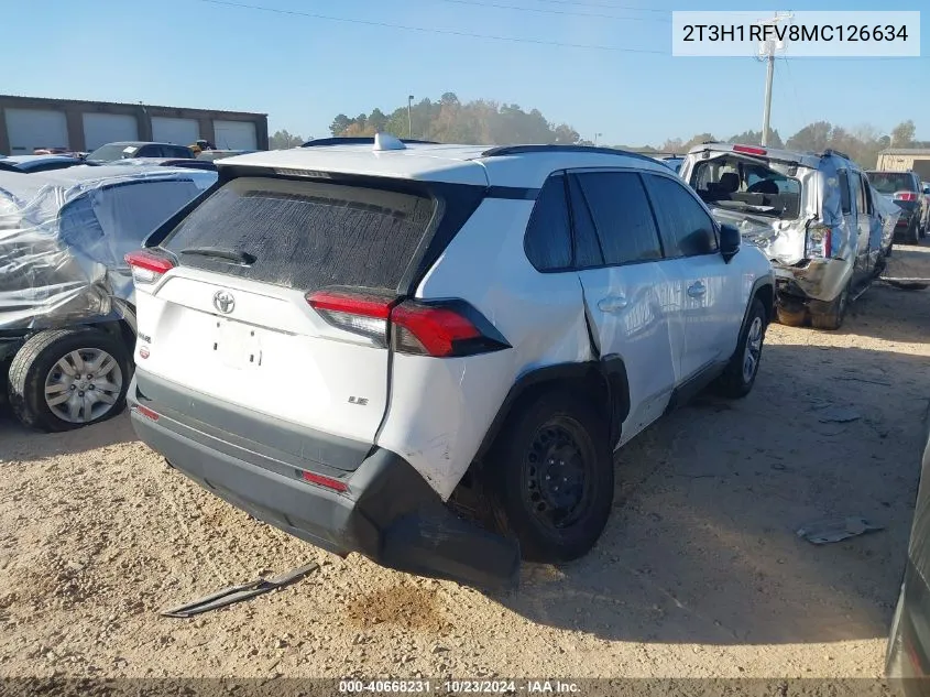 2021 Toyota Rav4 Le VIN: 2T3H1RFV8MC126634 Lot: 40668231