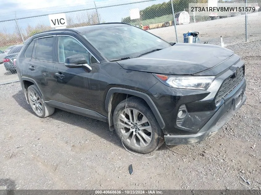 2021 Toyota Rav4 Xle Premium VIN: 2T3A1RFV8MW151579 Lot: 40668636