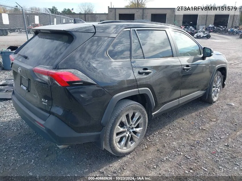 2021 Toyota Rav4 Xle Premium VIN: 2T3A1RFV8MW151579 Lot: 40668636