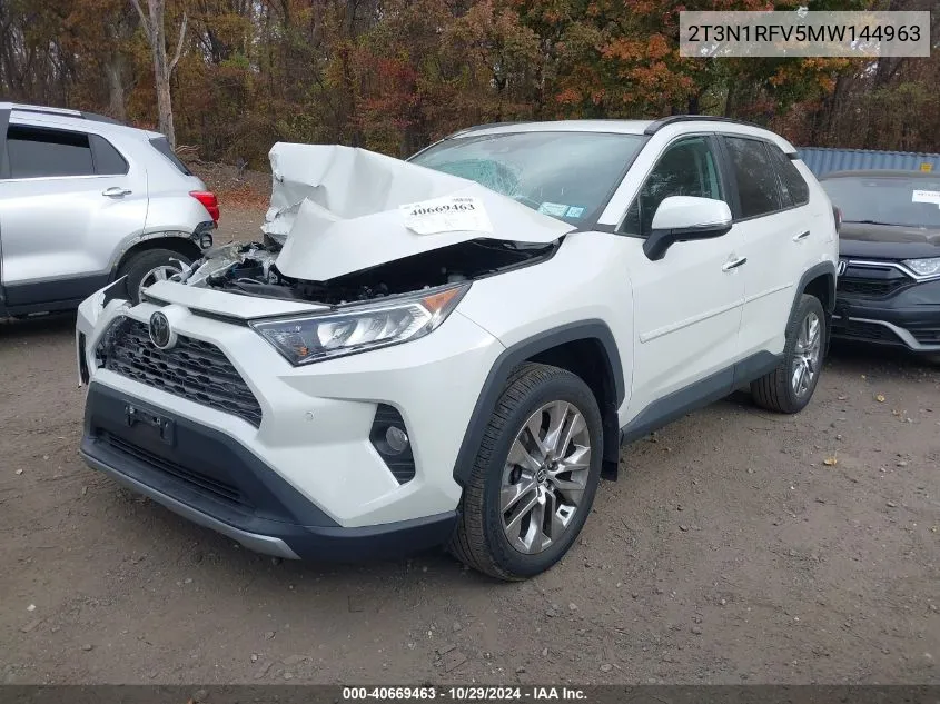 2021 Toyota Rav4 Limited VIN: 2T3N1RFV5MW144963 Lot: 40669463