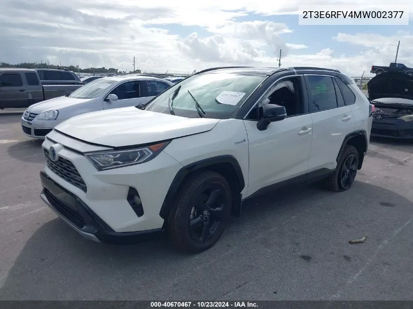 2021 Toyota Rav4 Hybrid Xse VIN: 2T3E6RFV4MW002377 Lot: 40670467