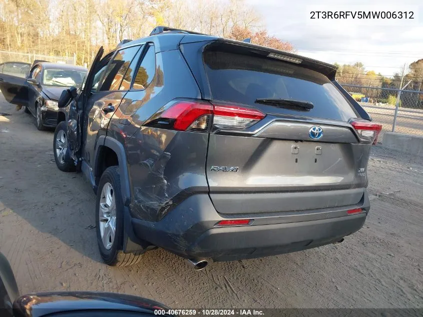 2021 Toyota Rav4 Hybrid Xle VIN: 2T3R6RFV5MW006312 Lot: 40676259