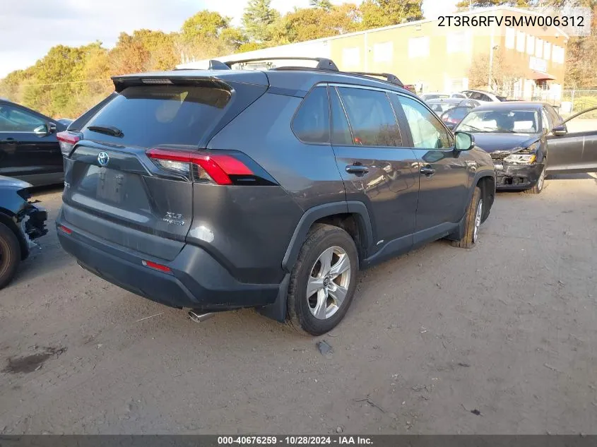 2T3R6RFV5MW006312 2021 Toyota Rav4 Hybrid Xle