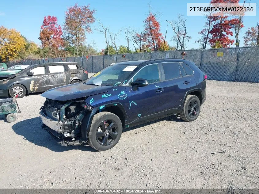 2021 Toyota Rav4 Hybrid Xse VIN: 2T3E6RFVXMW022536 Lot: 40676402