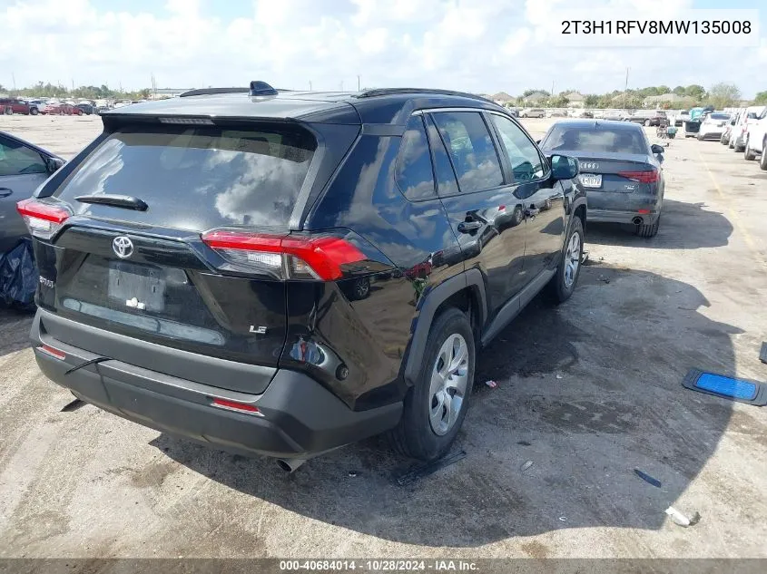 2021 Toyota Rav4 Le VIN: 2T3H1RFV8MW135008 Lot: 40684014